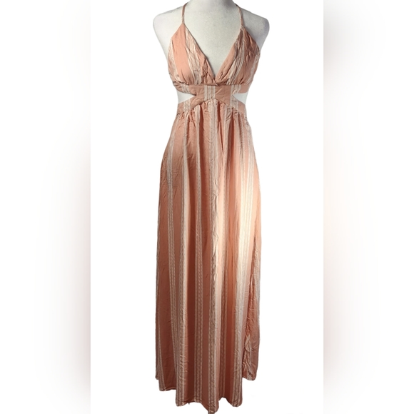 Forever 21 Flowy Cut Out Spaghetti Strap Maxi Summer Dress - Picture 1 of 7